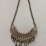 Free People Y2k festival boho goth fringe tassel statement necklace silver black Photo 3