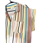 Umgee Striped Short Sleeve Button Down Shirt Dress Size M Photo 3
