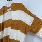 Dreamers  Mustard Yellow White Stripe Cardigan Open Front Long Line Slouchy Sz S Photo 2