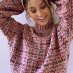 SheIn  Women's Mock Neck knit Oversized Cropped Chunky Sweater Size 4 S Photo 4