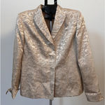 Le Suit Women’s Blazer Suit Jacket Gold Champagne Brocade Floral Size 10 EUC Photo 0