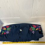 Umgee Shirt Women Small Blue Boho Puffy Ruffle Embroidered Floral Resort Travel Photo 4