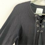 Avec Les Filles Sweater Black Alpaca & Wool Blend Lace Up Crop Knit Sz M EUC Photo 4