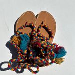 Soludos ankle tie wrap sandals multicolored red yellow blue rope flat size 7 Photo 7