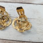 Vintage Clip On Earrings Fancy Cream & Gold Tone Photo 7