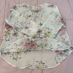 Van Heusen  white floral roll tab sleeve relaxed fit blouse, size M boho summer Photo 6