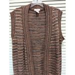 Candie's Brown/Orange Open Cardigan Sleeveless Size XL Shawl Neckline Soft Photo 2