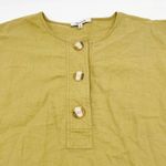 Madewell Linen-Blend Button Henley Slouch Shirt Olive Green MD130 Womens Size XS Photo 4