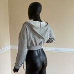 Crop Top Hoodie Sweatshirt Vneck Long Sleeve Top Tee Blouse Gym Sport Top Tshirt Gray Photo 4