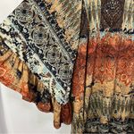 Boutique  Now N Forever Brown Boho Printed Long Bell Sleeve Top L Photo 3