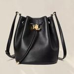 Ralph Lauren Lauren Tan Smooth Leather Medium Andie Drawstring Bag, New w/Tag Photo 15