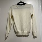 Women’s Small Cream Pullover Sweater w/ Black Bows & Jeweled Appliqué. Photo 1