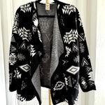 Faded Glory Women’s XL Open Long Sleeve Cardigan‎ Wrap Jacket Black White Western Cabincore Photo 0