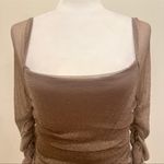 SheIn Sheer Glitter Long Sleeve Top Holiday Coquette - Brown Glitter Photo 6