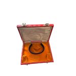 Red Jewelry Box Textured Geometric Surface Padded Interior Jewelry Set Storage Photo 2