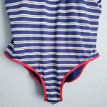 Vineyard Vines  Blue and White Striped Red Trimmed One Piece Swimsuit Photo 1