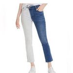 Pistola Jeans Womens Size 29 Blue Denim Two Tone Asymmetric Stretch Cropped Photo 0