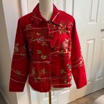 Coldwater Creek  Red Embroidered Twill Jacket Petite Medium PM Photo 1
