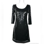 White House | Black Market  Classic Black Sequin Cocktail Shift Dress Size XS Photo 1