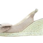 Talbots Collection Linen Bow Wedge Espadrille Sandal Peep Toe Slingback Shoe 8.5 Photo 0