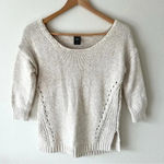 Gap  XS Womens  Oatmeal Cotton Nylon 3/4 Sleeve Chunky Knit Sweater Coastal Photo 0