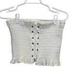 American Eagle  Smocked Tube Crop Top Eyelet Strapless Ruffled White Size Large Photo 0