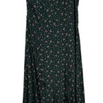 American Eagle  Dark Green Pink Ditsy Floral Silky One Shoulder Dress Medium NWT Photo 0