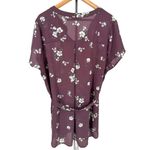 Full Moon Segura Short Sleeve Tie Waist Maternity Blouse Light Purple Floral 2X Size undefined Photo 8