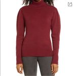 Rachel Parcell Puff Shoulder Turtleneck Sweater in Red Cordavan Large L Photo 1