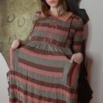 April Cornell Peach Plaid Babydoll Maxi Dress Size XS Photo 3