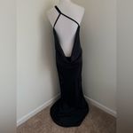 Norma Kamali  One Shoulder Bias Gown Maxi Dress Draped Back Satin Black Sz M Photo 5