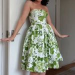 Reformation buttercup Rialto green floral strapless midi dress Photo 0