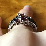 Natural Rhodolite Garnet Black Spinel Cocktail Ring Size 6 Photo 1