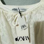 ZARA  Oyster White Jacquard Knit Squared Neck Summer Boho Midi Lined Dress Sz S Photo 13