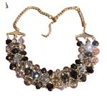 Vintage Necklace Bracelet Set Gold Tone Glass Acrylic Bead Stretch Estate Chunky Photo 1