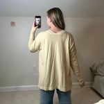 Free People : Varsity Stripe Neutral Yellow Tan VNeck Oversized Sweatshirt Photo 1