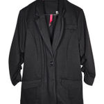 Pure Energy Black Ruched 3/4 Sleeve Blazer Jacket Career Casual Comfort Photo 0