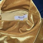 Madewell Velvet Mockneck Tee Short Sleeve Blouse Top in Mustard Golden Yellow si Photo 8