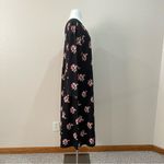 Old Navy Black Floral Print Fit & Flare Scoop Neck Long Sleeve Midi Dress XXL Photo 5