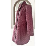 Cole Haan Burgundy Quilted Long Jacket w/Brown Leather Trim, NO BELT XL $260 Photo 3