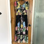 Me 2 Magic Anthropologie Maxi Dress 1X Dark Floral Metallic Tiered Smocked Size XL Photo 2