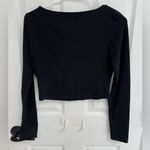 Forever 21  Black Scoop Neck Cropped Long Sleeve Tshirt Women’s Size Small Photo 1