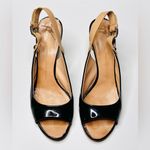 Giuseppe Zanotti Black Patent Leather Tan Slingback Open Toe Heels Sandals Shoes Photo 9