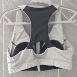 Tek Gear Zip- Front Medium- Impact Sports Bra Heather Gray Black Large Photo 2