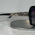 Black & Gold Oversized Square Sunglasses Polarized Tinted w Crystal Frames Nwt Photo 12