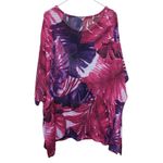 Catherines  Womens Sz 3X‎ Floral Top Purple Pink Knit Tunic Artsy Boho Stretch Photo 2
