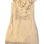 Sheri Bodell 100% Silk Ruffle Mini Dress • Cream Boho Lace • Party / Resort XS Photo 0