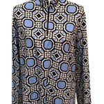 IBKUL Women's XL 1/4 Zip Pullover Geometric Print Blue Black UPF 50+ Cooling Top Photo 0