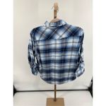 Jachs Girlfriend Bea Plaid Flannel Shirt Blue pearl snaps rollup cuff Women’s M Photo 10