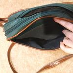 J.G. Hook Leather Brown Green Small Purse Bag Adjustable Purse Zipper Cross Body Photo 4